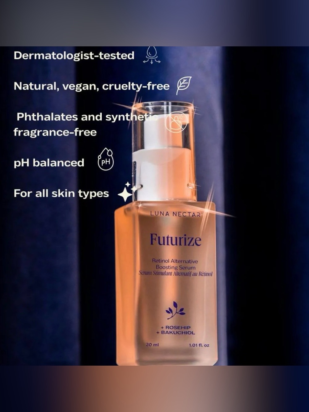 Futurize Retinol Alternative Boosting Serum . Just 3 ingredients. 1.01 Fl. Oz. - Picture 4 of 13